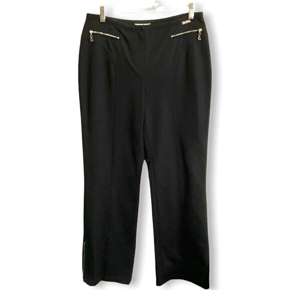 St. John Sport by Marie Gray Pants - St. JOHN SPORT Black Cotton Wide Leg Casual Pants w/Zipper Detail Sz. 8